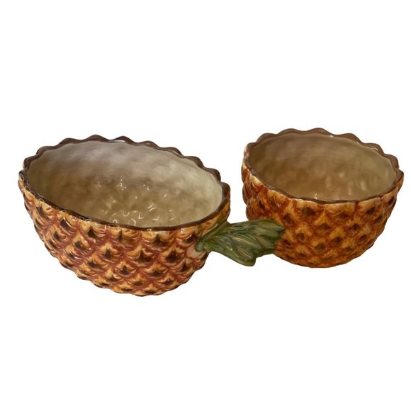 Tropical Pineapple Bowl or Planter Set Vintage Tabletops Unlimited Two Shapes - Picture 1 of 10